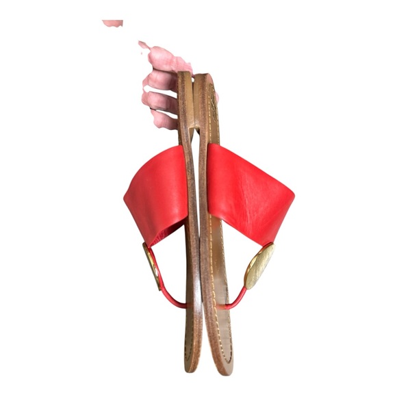 Tory Burch Red Sandals with Gold Accents - Picture 3 of 11